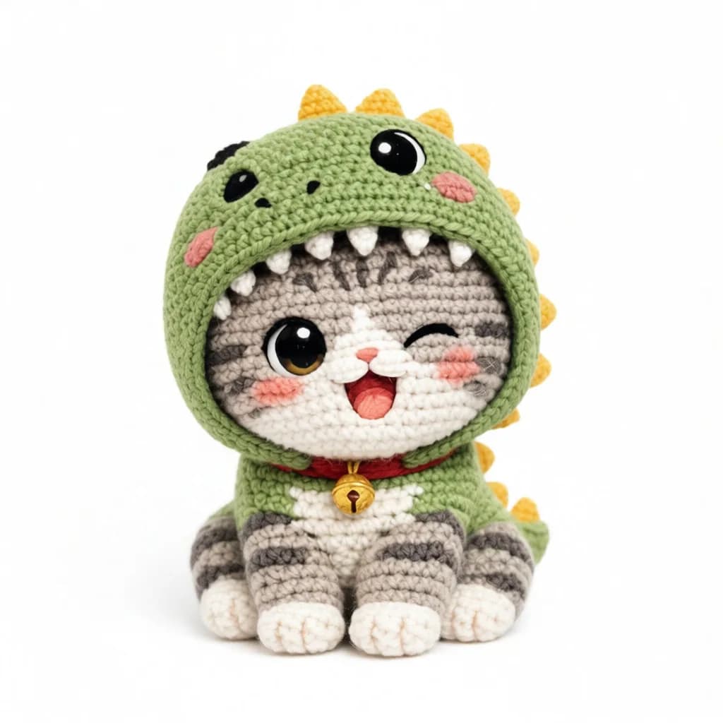 Milo the Cat in a Dino Costume - PDF Pattern