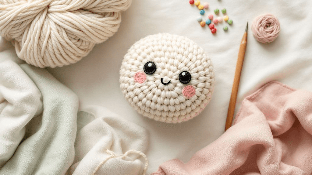 Amigurumi-Gesicht sticken: Augen, Nase und Mund mit Garn
