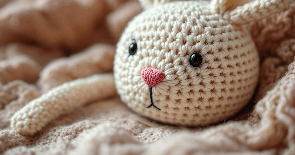 Broder le visage d'un amigurumi : yeux, nez et sourire sans yeux en plastique
