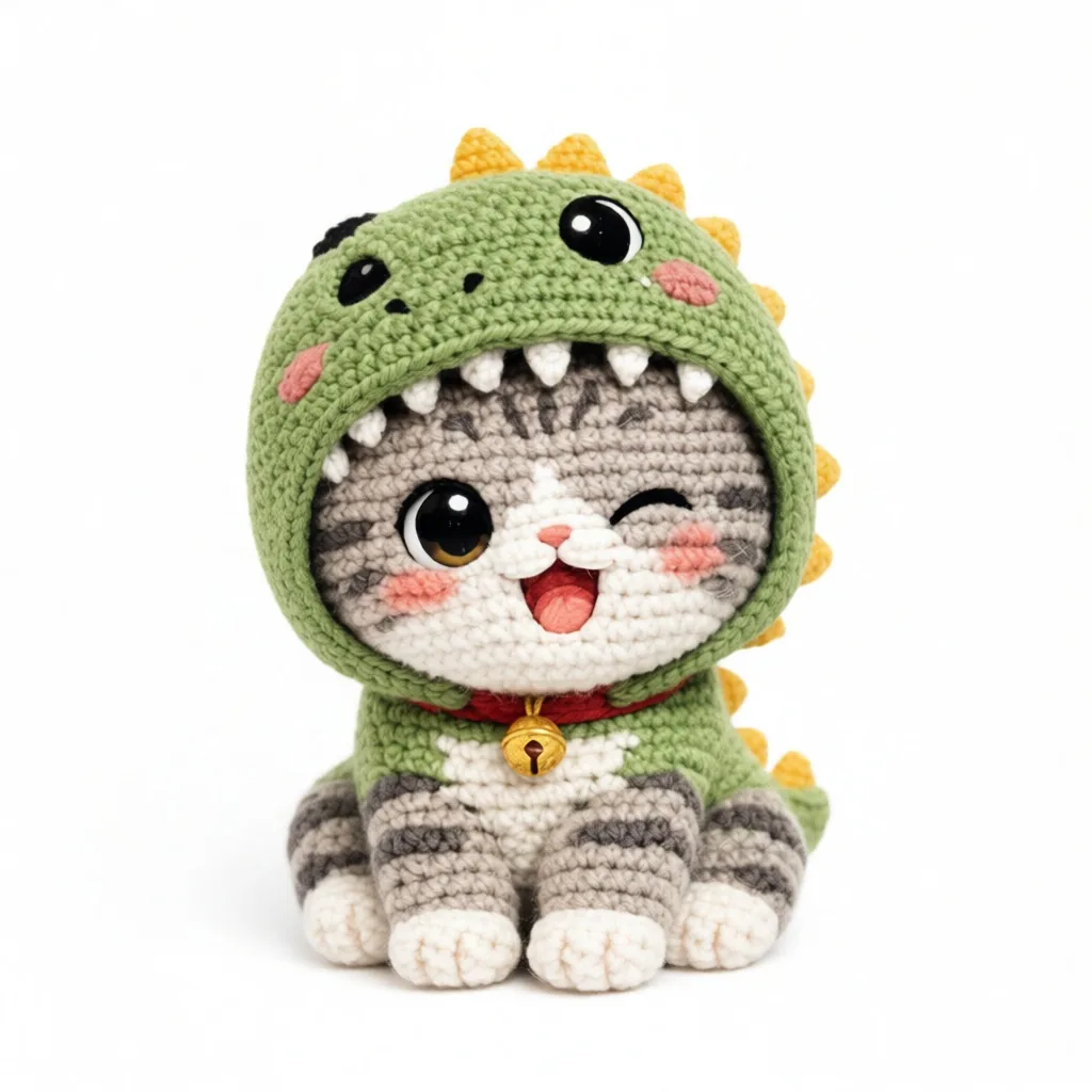 Milo the Cat in a Dino Costume - PDF Pattern